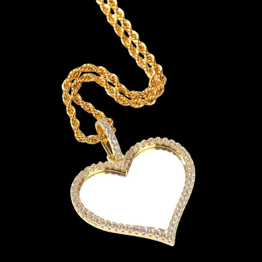 Iced Out Custom Heart shape Picture Pendant BigBagBling