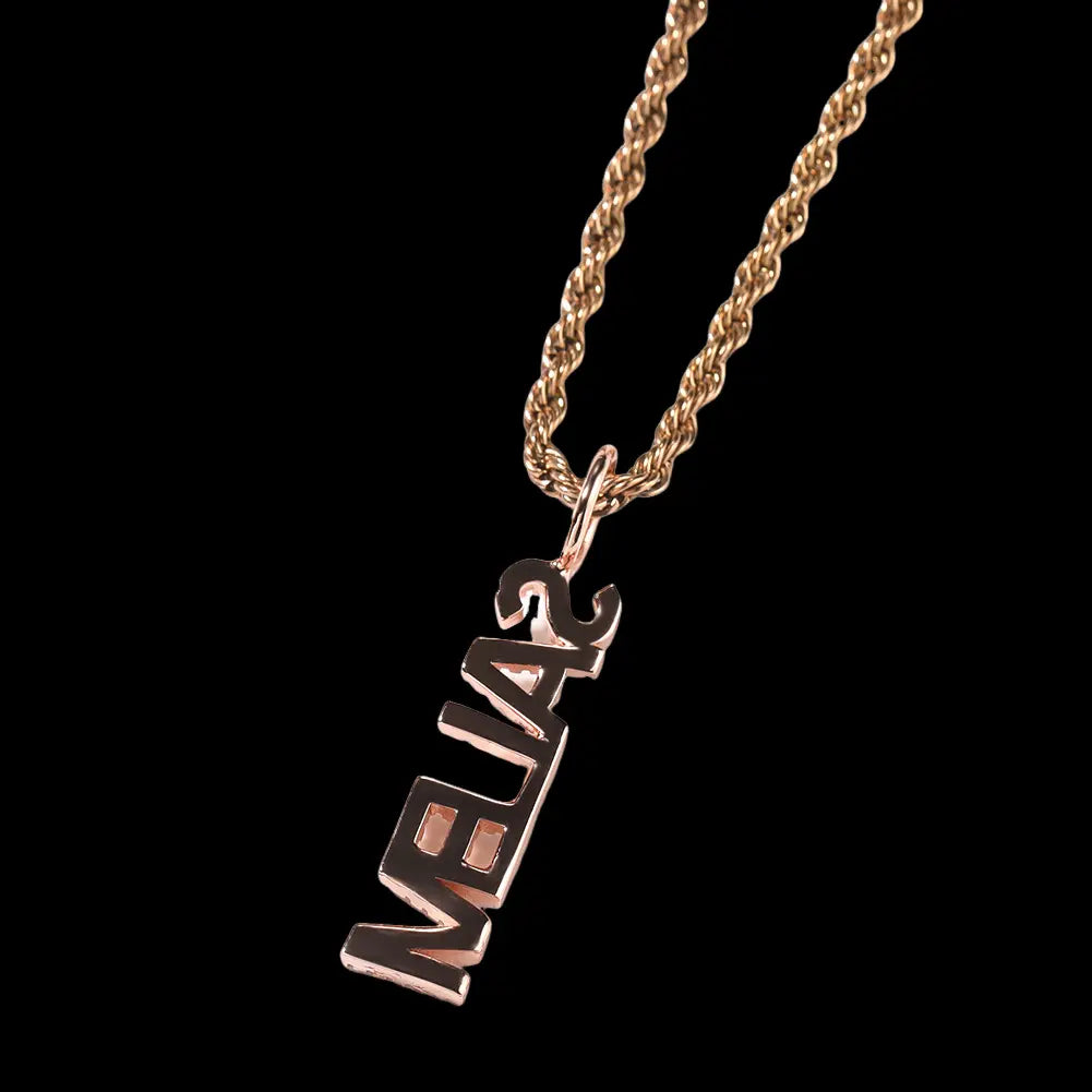 Iced Out Custom Name Vertical Pendant BigBagBling