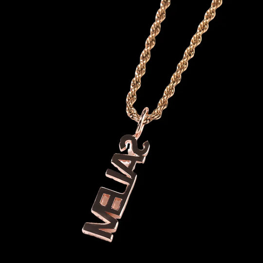 Iced Out Custom Name Vertical Pendant BigBagBling