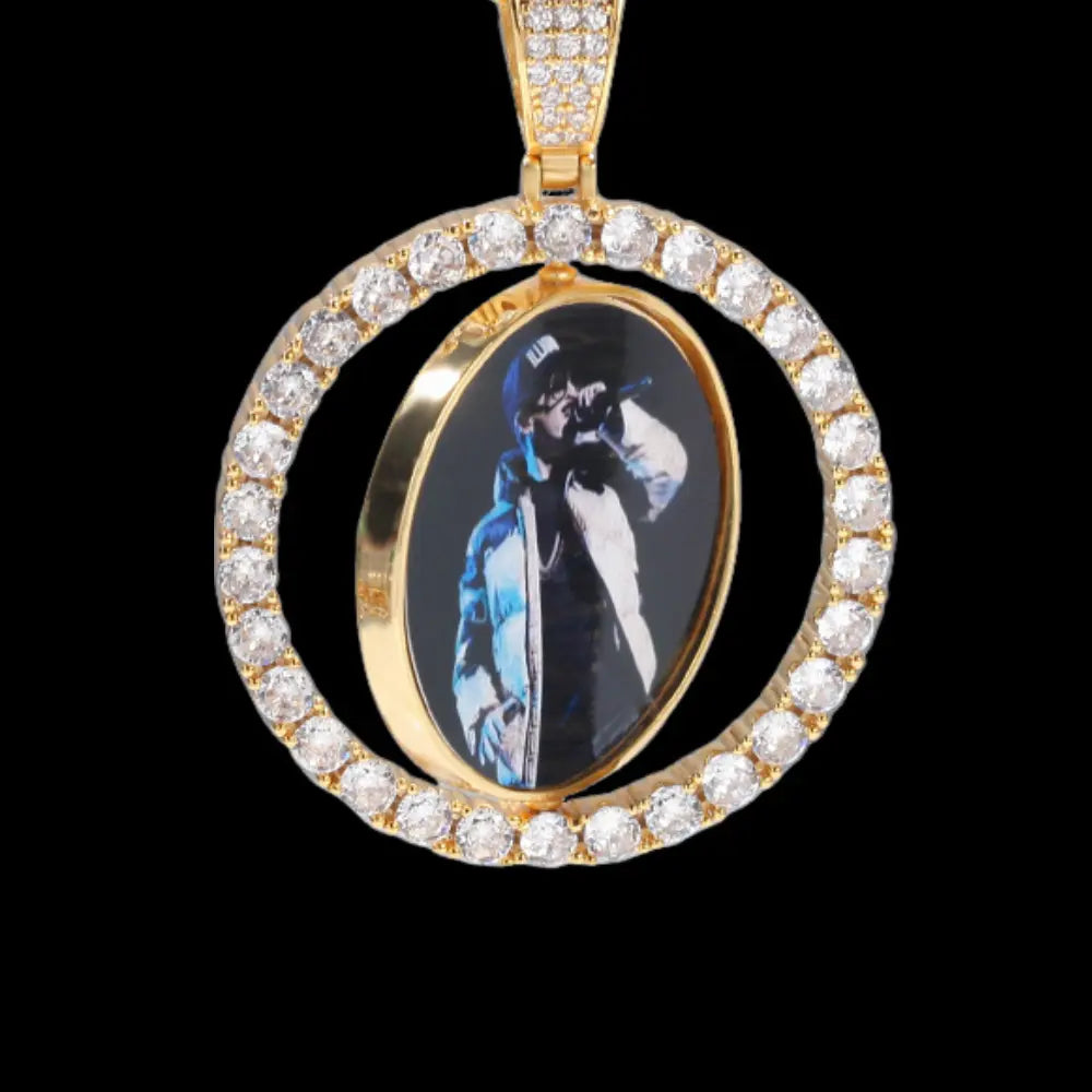 Iced Out Custom Rotatable Picture Pendant BigBagBling