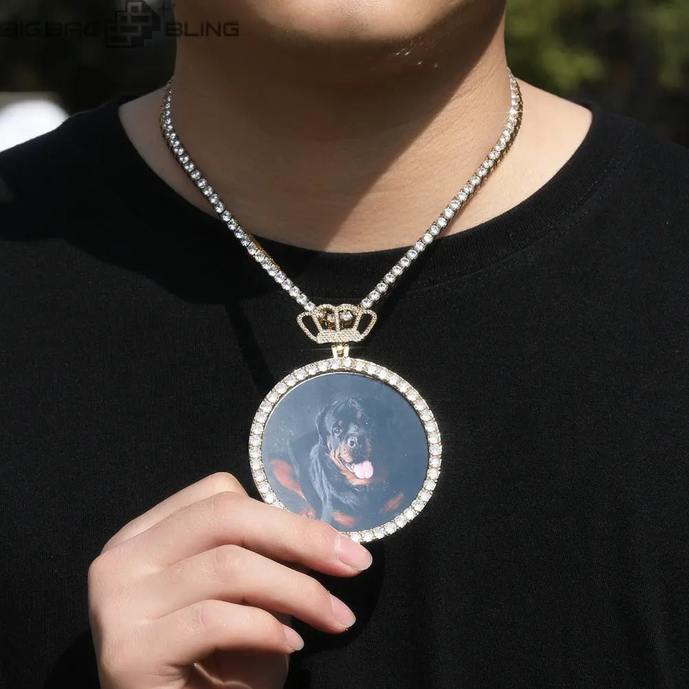 Iced Out Custom Round Picture Pendant BigBagBling