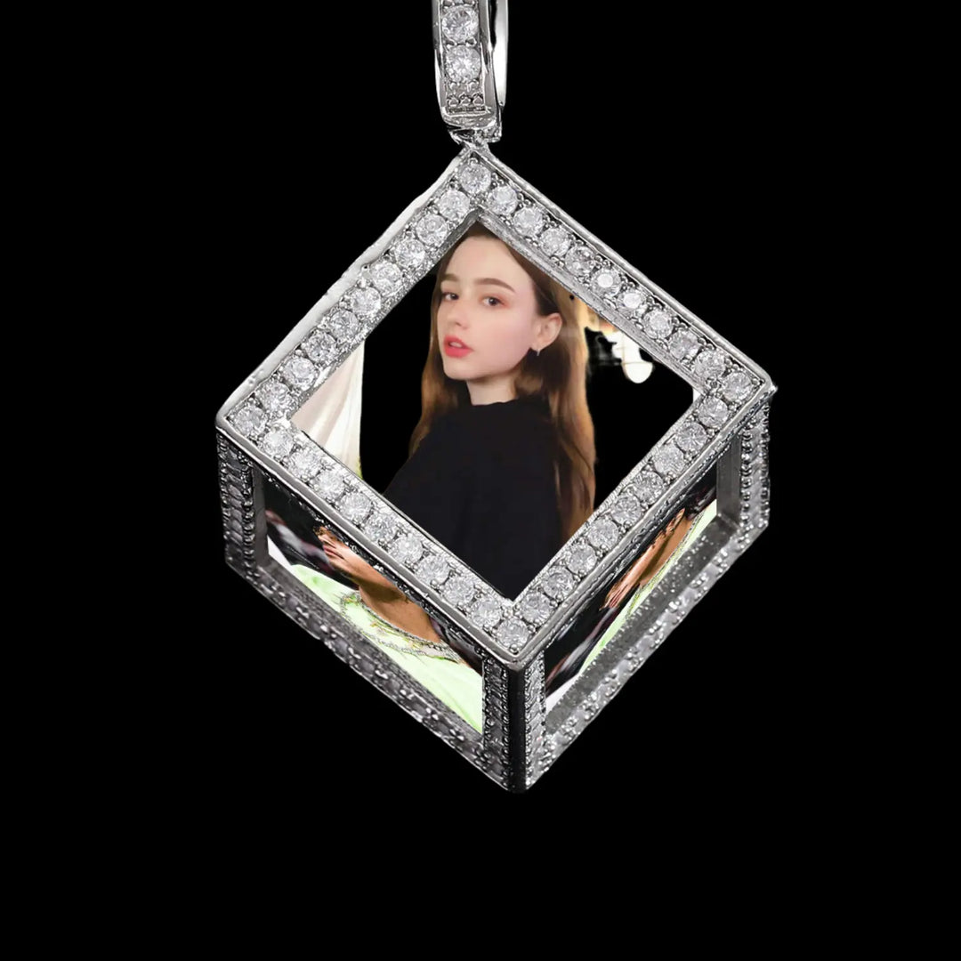 Iced Out Custom Square photo frame Picture Pendant BigBagBling