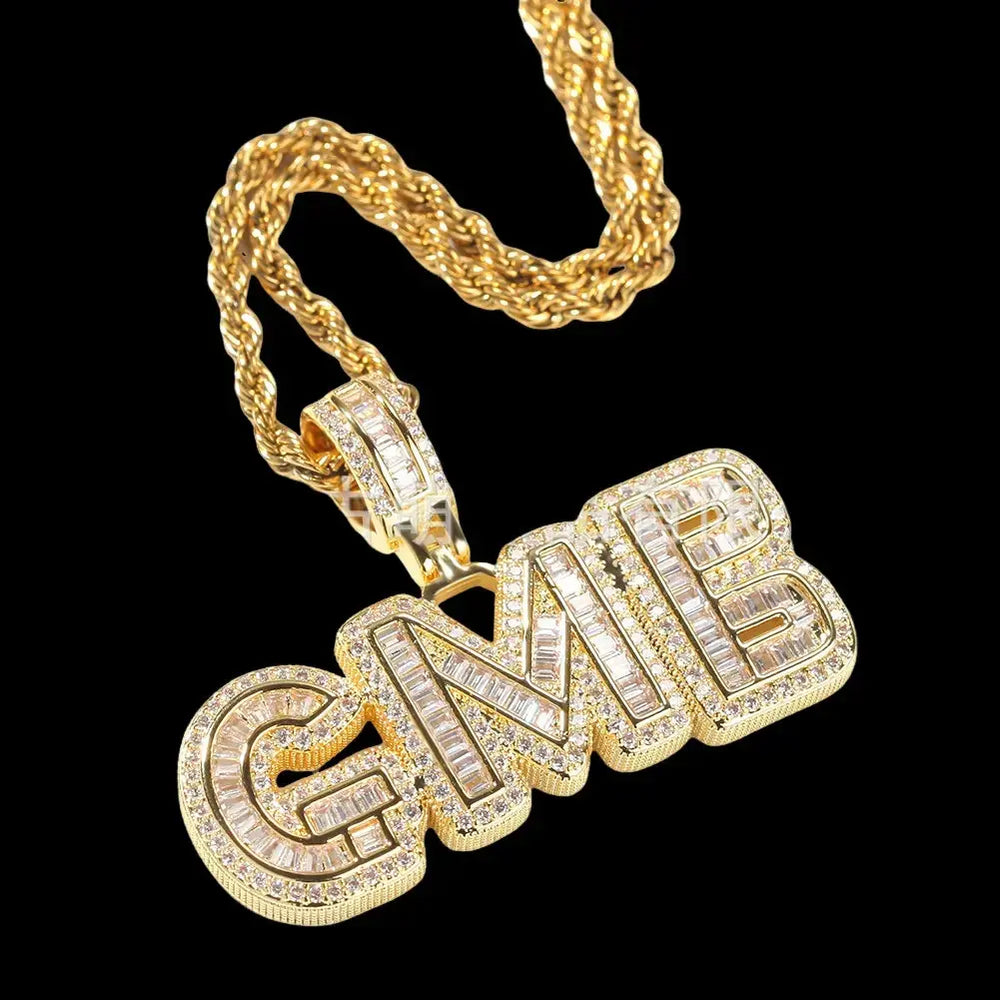 Iced Out Custom Thorns Baguette Letters Pendant BigBagBling