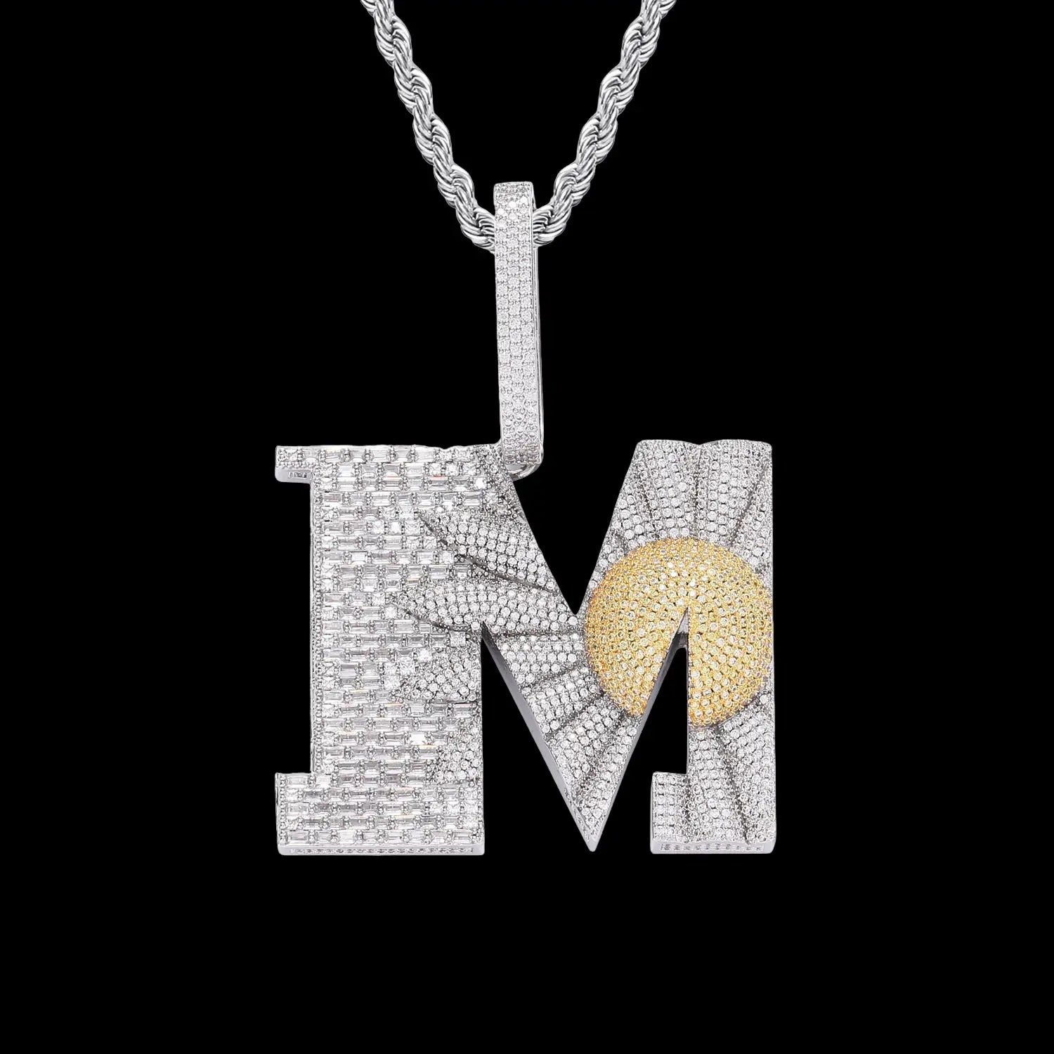 Iced Out Daisy M Pendant in White Gold BigBagBling