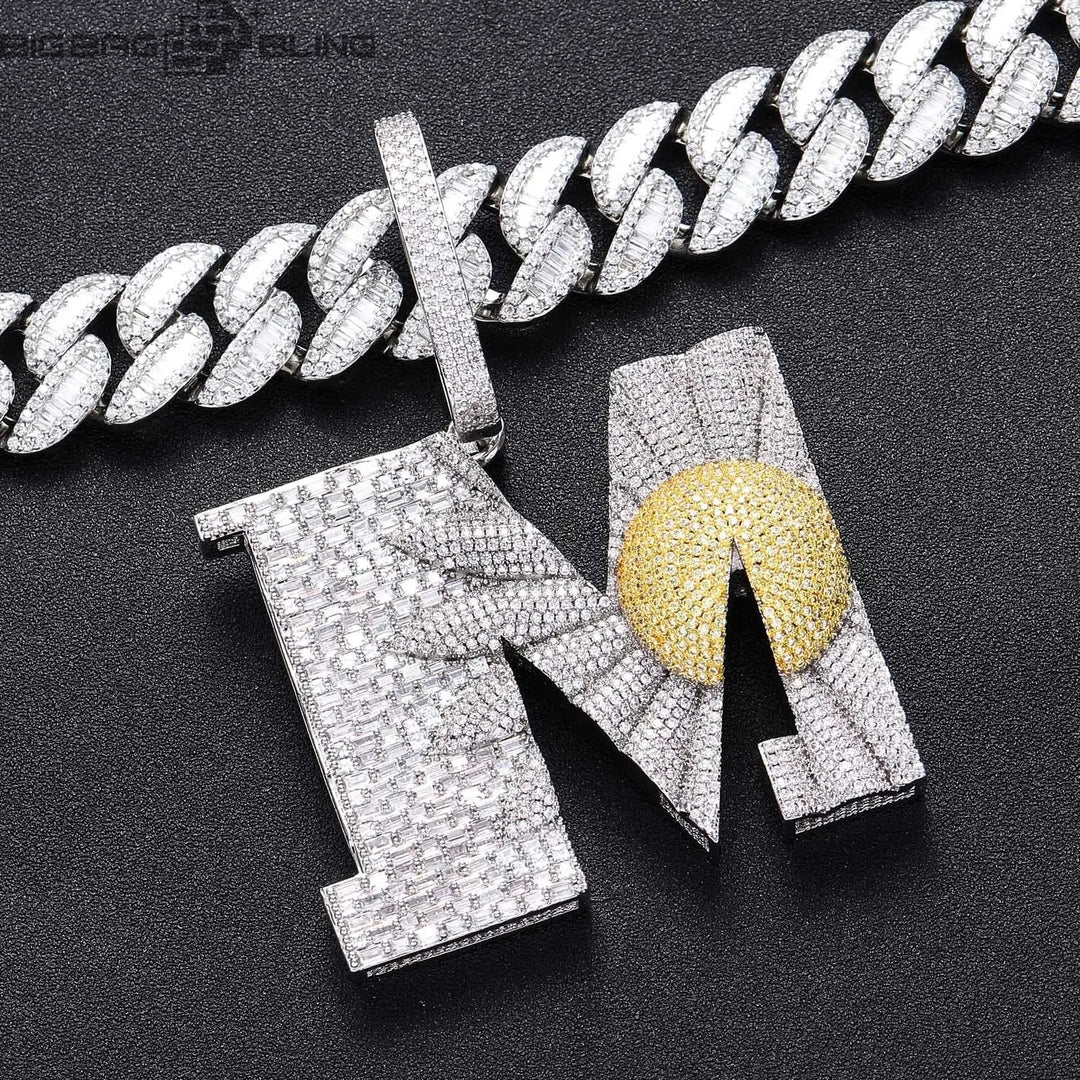 Iced Out Daisy M Pendant in White Gold BigBagBling