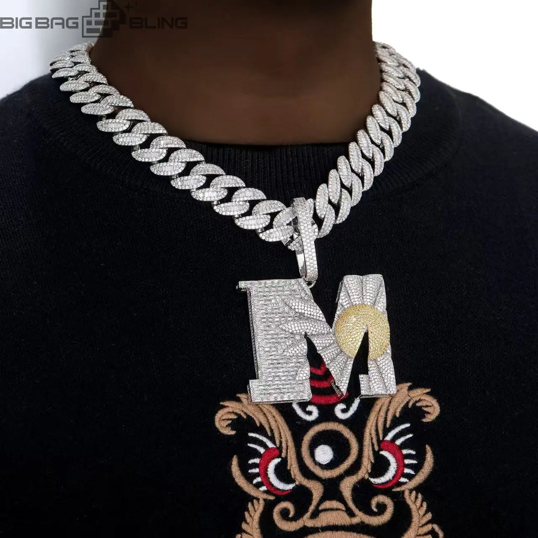 Iced Out Daisy M Pendant in White Gold BigBagBling