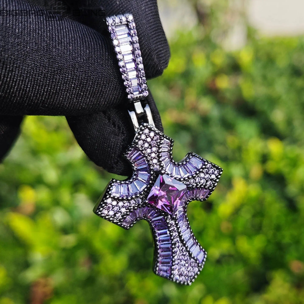 Iced Out Diamond Cross Pendant BigBagBling
