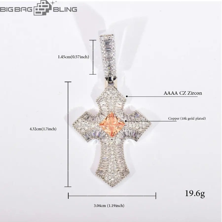 Iced Out Diamond Cross Pendant BigBagBling