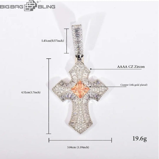Iced Out Diamond Cross Pendant BigBagBling