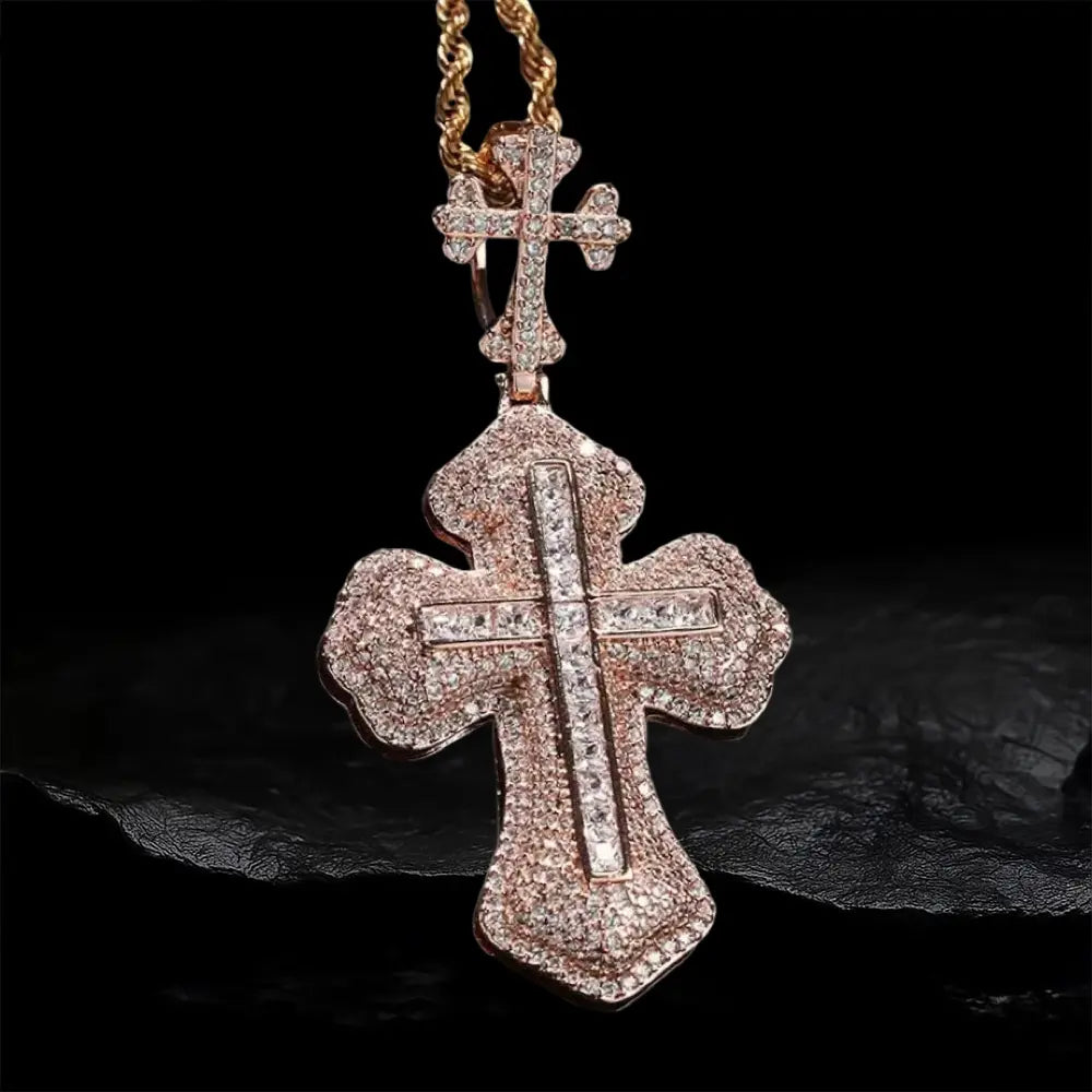 Iced Out  Diamond Cross Pendant BigBagBling
