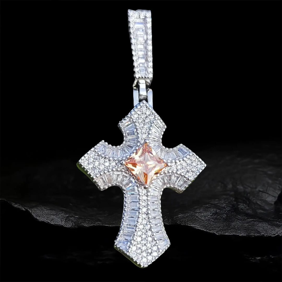 Iced Out Diamond Cross Pendant BigBagBling