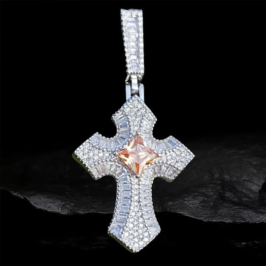 Iced Out Diamond Cross Pendant BigBagBling