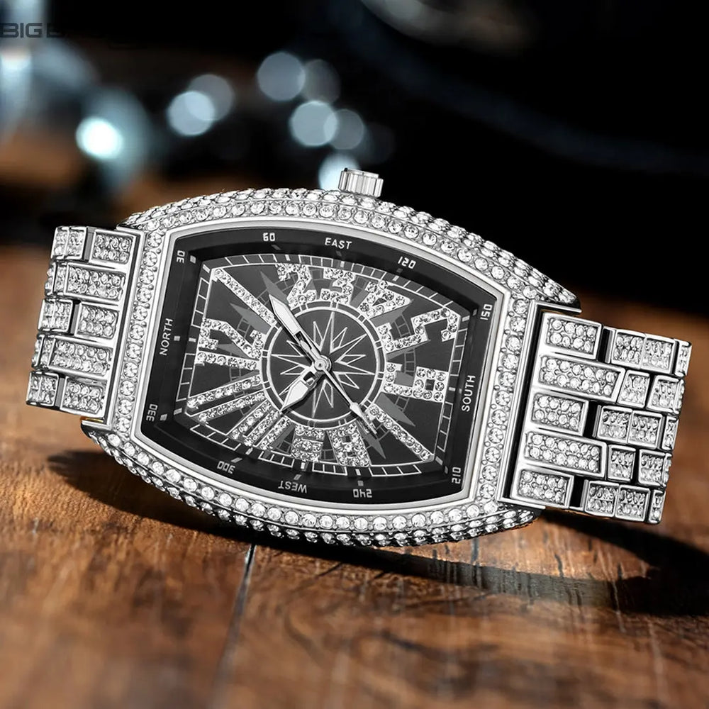 Iced Out Digital wine barrel type Watch BigBagBling