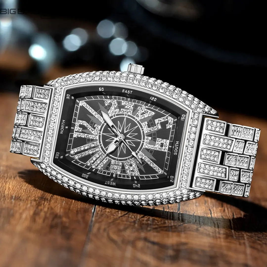 Iced Out Digital wine barrel type Watch BigBagBling