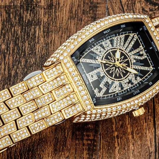 Iced Out Digital wine barrel type Watch BigBagBling