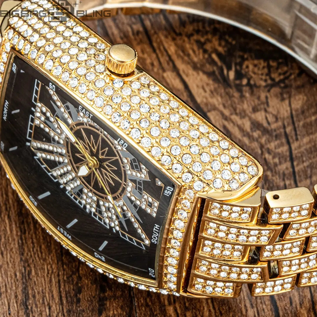Iced Out Digital wine barrel type Watch BigBagBling
