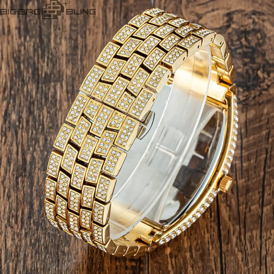 Iced Out Digital wine barrel type Watch BigBagBling