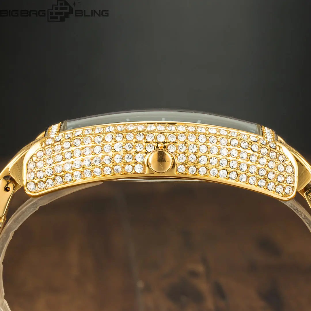 Iced Out Digital wine barrel type Watch BigBagBling