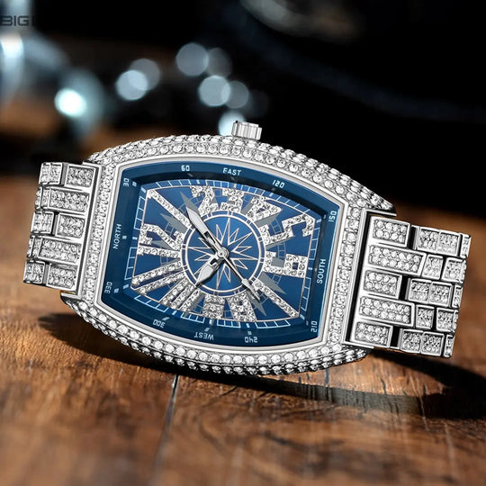 Iced Out Digital wine barrel type Watch BigBagBling