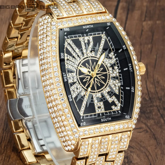 Iced Out Digital wine barrel type Watch BigBagBling