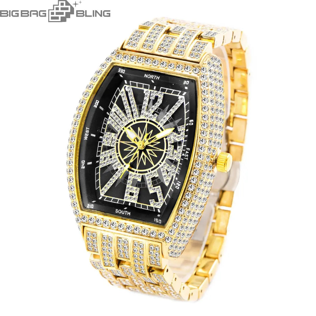 Iced Out Digital wine barrel type Watch BigBagBling
