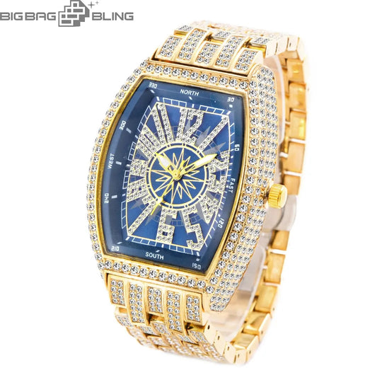 Iced Out Digital wine barrel type Watch BigBagBling