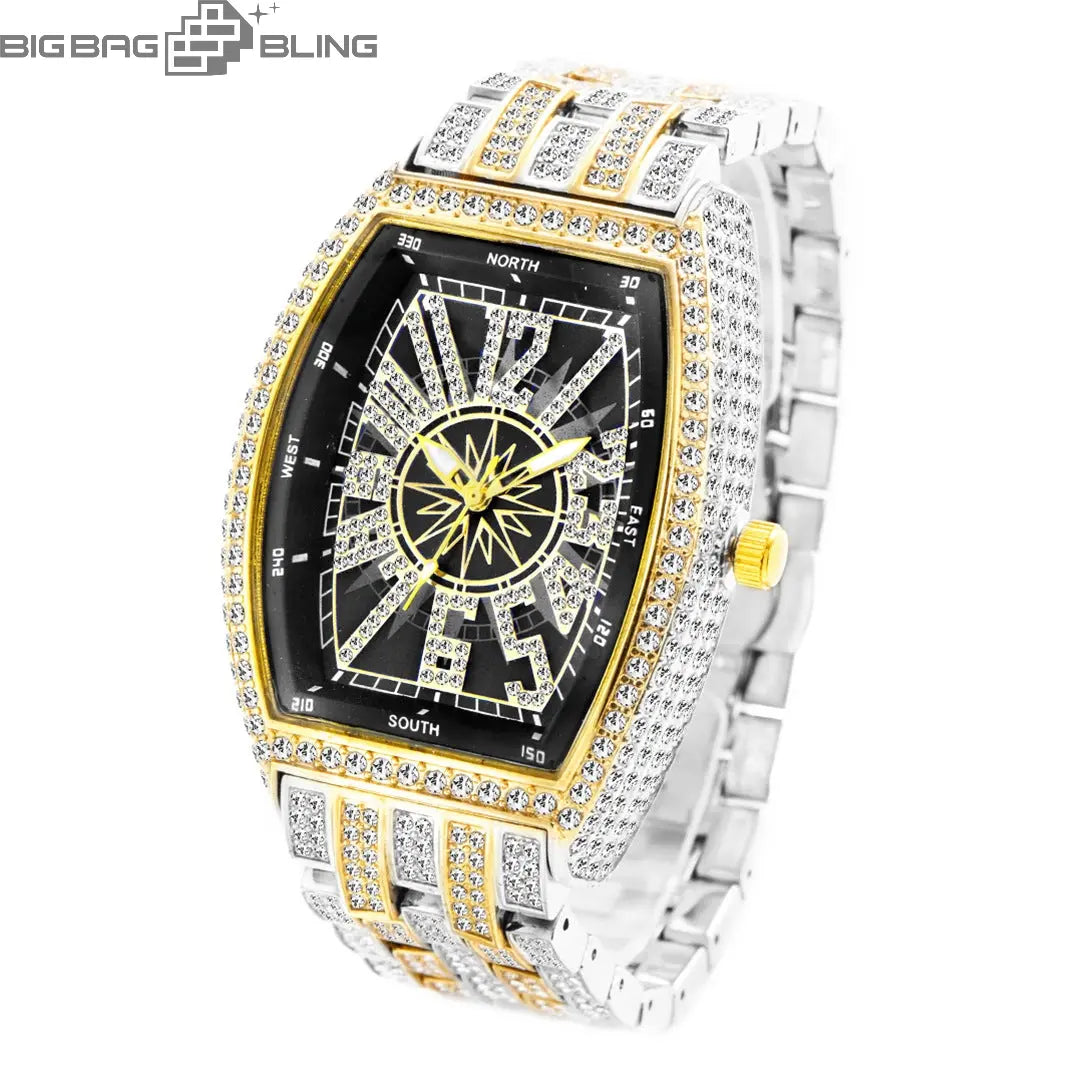 Iced Out Digital wine barrel type Watch BigBagBling