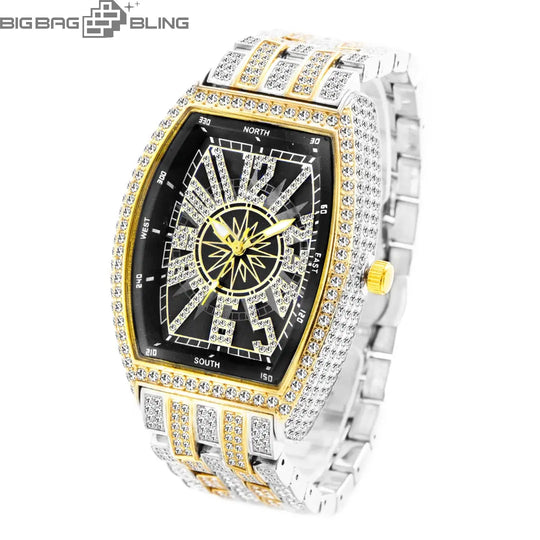 Iced Out Digital wine barrel type Watch BigBagBling