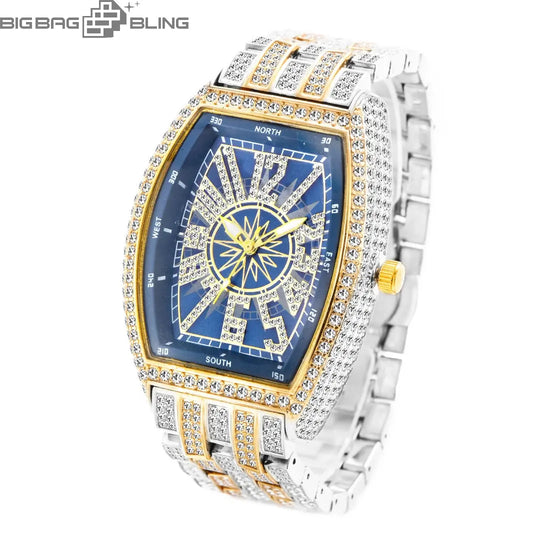 Iced Out Digital wine barrel type Watch BigBagBling