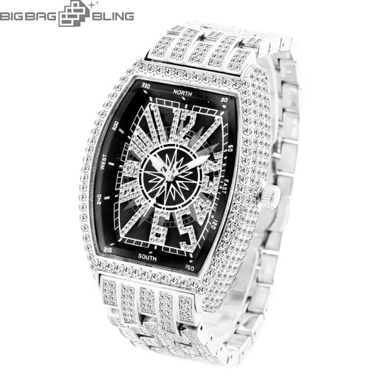 Iced Out Digital wine barrel type Watch BigBagBling