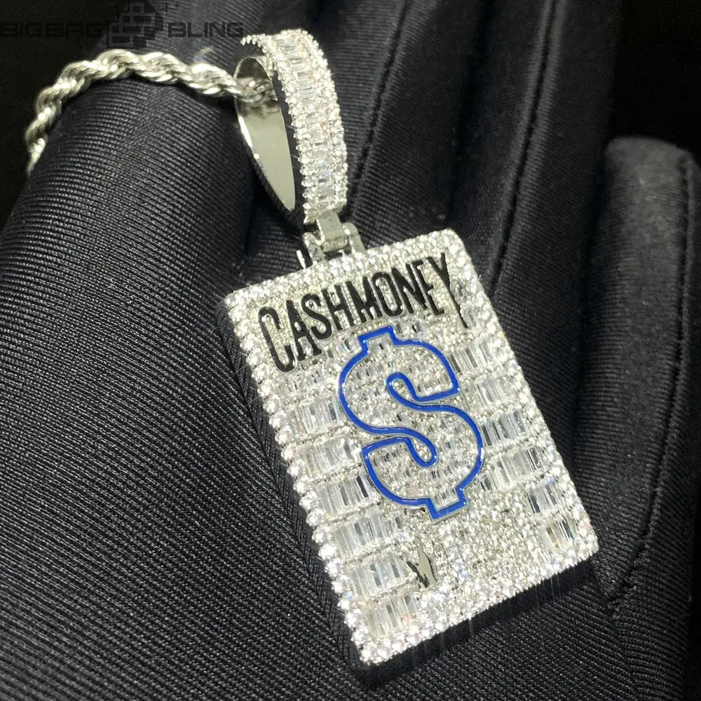 Iced Out Dollar square pendant Pendant BigBagBling