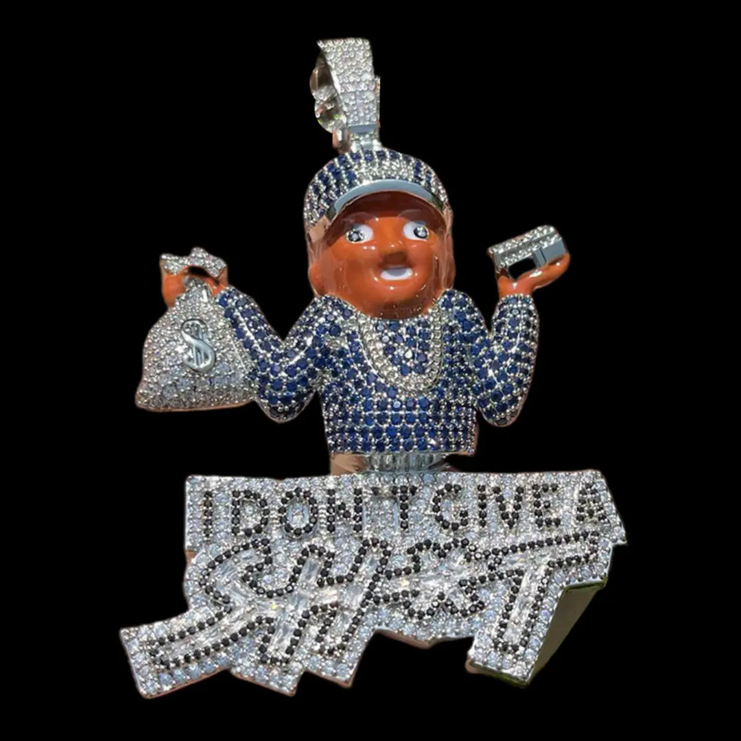 Iced Out Dont Give Sh*t Cartoon  Pendant BigBagBling