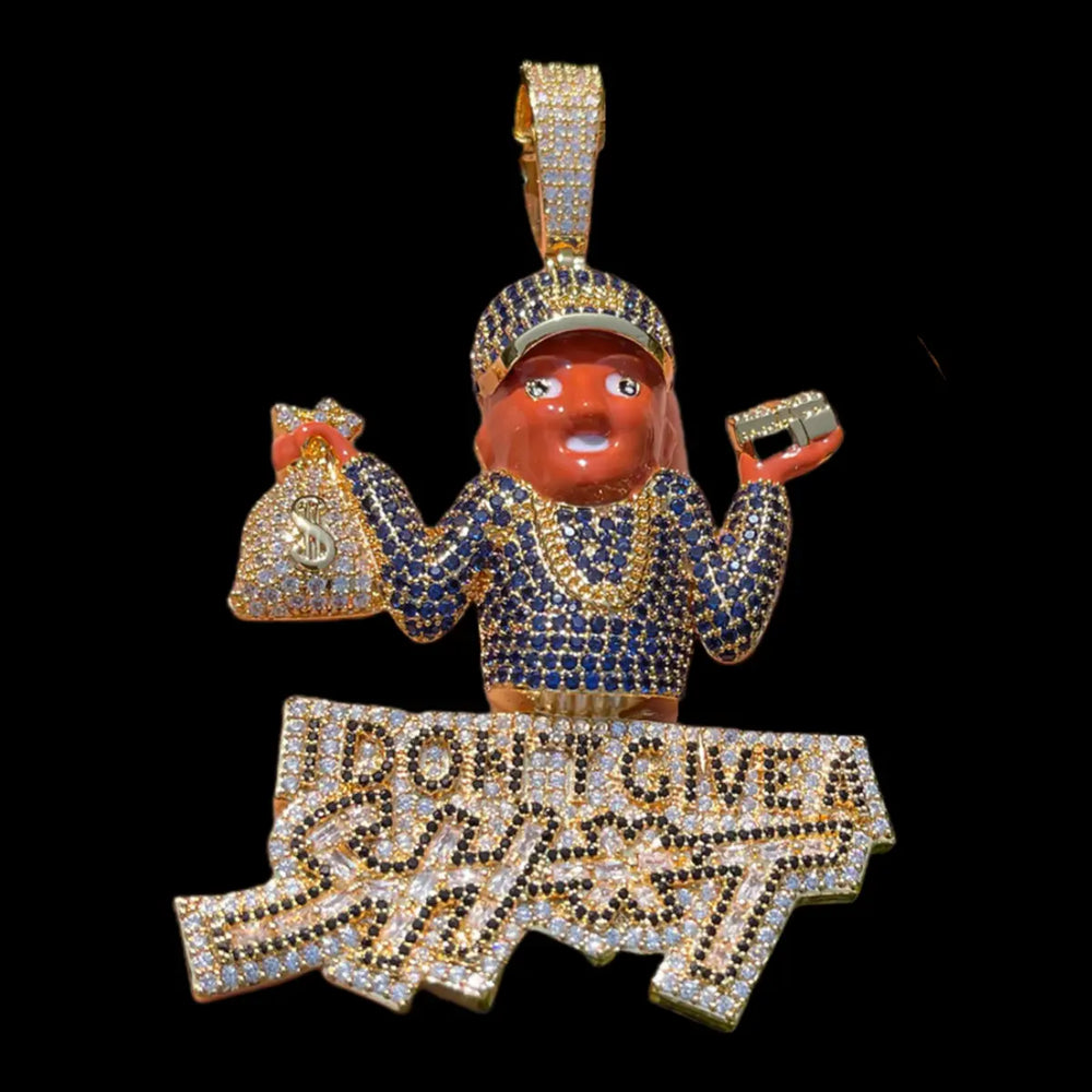 Iced Out Dont Give Sh*t Cartoon  Pendant BigBagBling