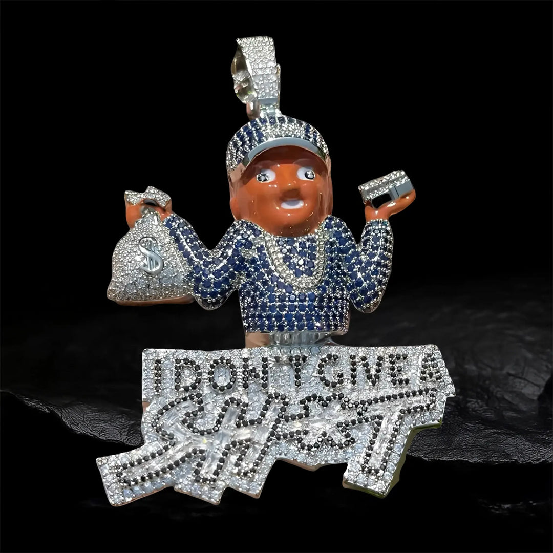 Iced Out Dont Give Sh*t Cartoon  Pendant BigBagBling
