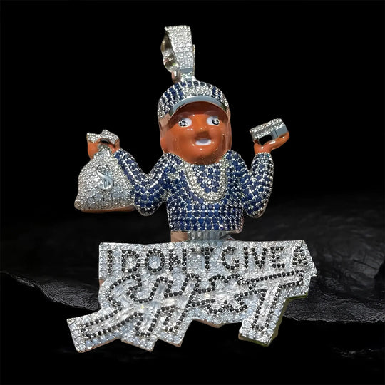 Iced Out Dont Give Sh*t Cartoon  Pendant BigBagBling