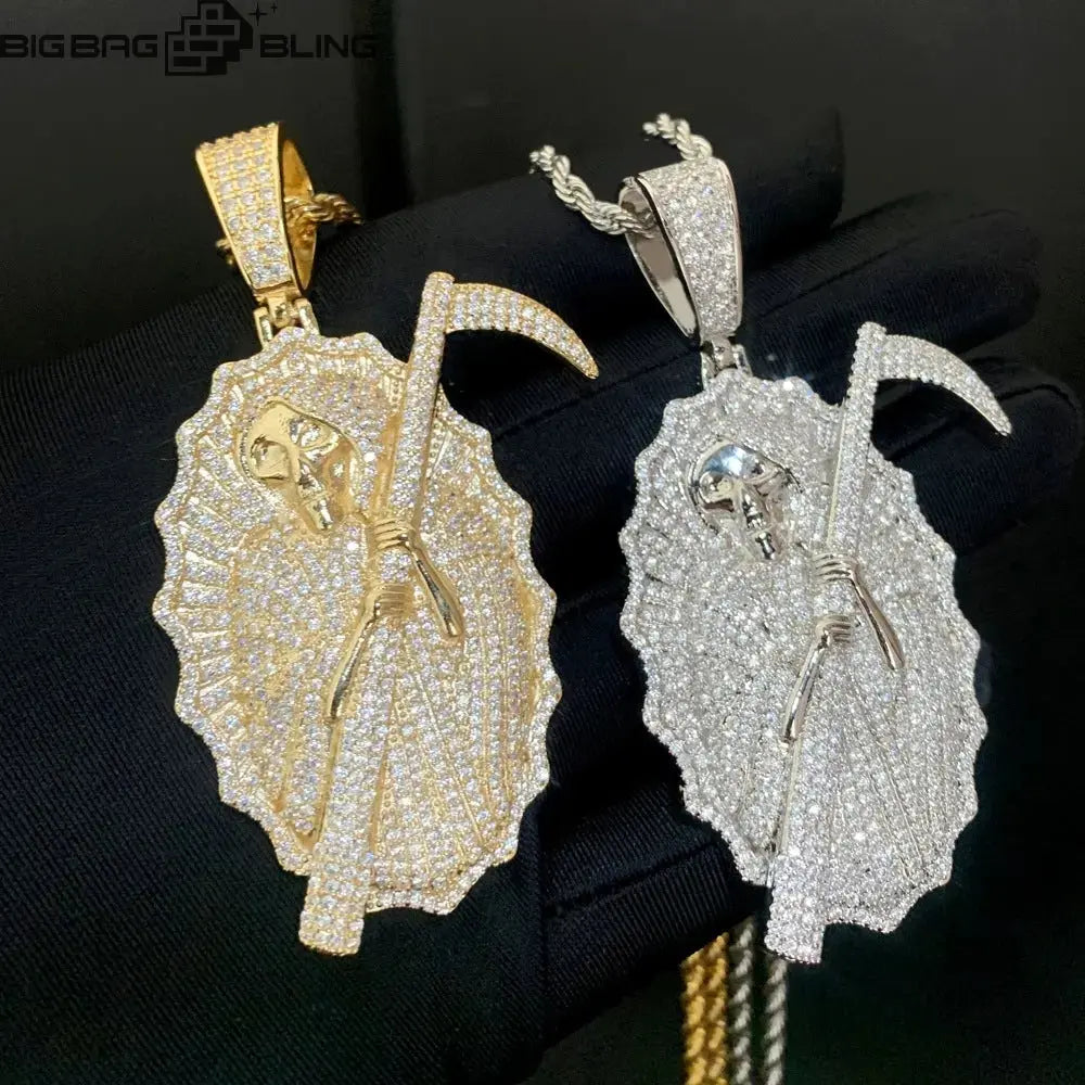 Iced Out Grim Reaper Pendant BigBagBling