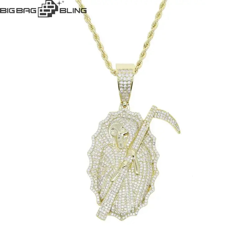Iced Out Grim Reaper Pendant BigBagBling