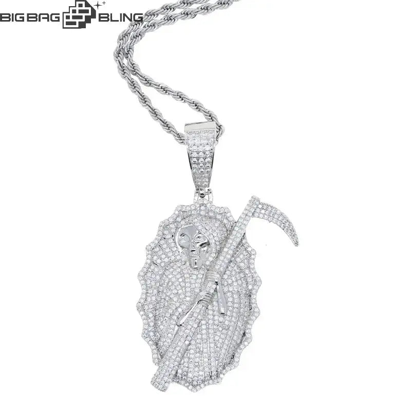 Iced Out Grim Reaper Pendant BigBagBling