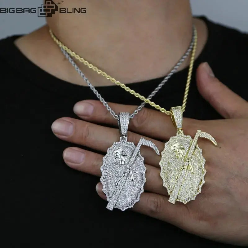 Iced Out Grim Reaper Pendant BigBagBling