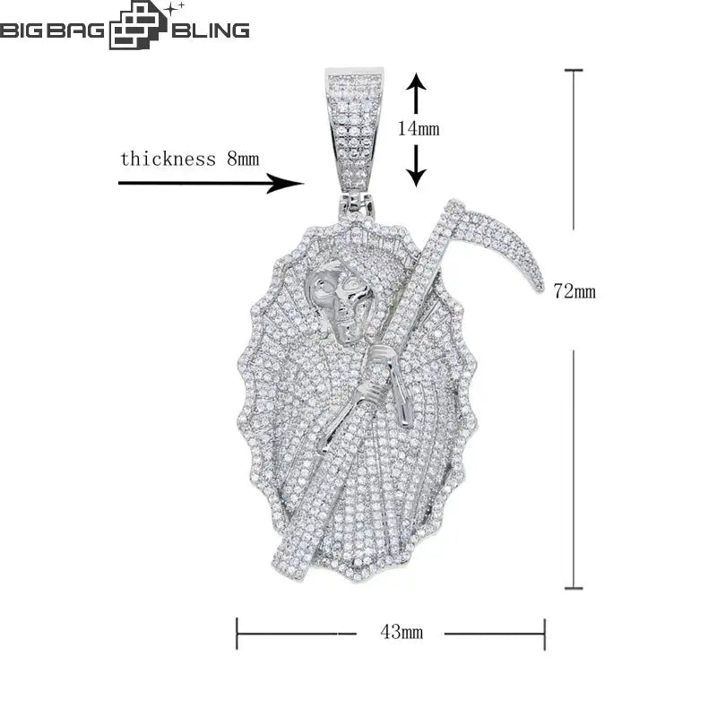 Iced Out Grim Reaper Pendant BigBagBling