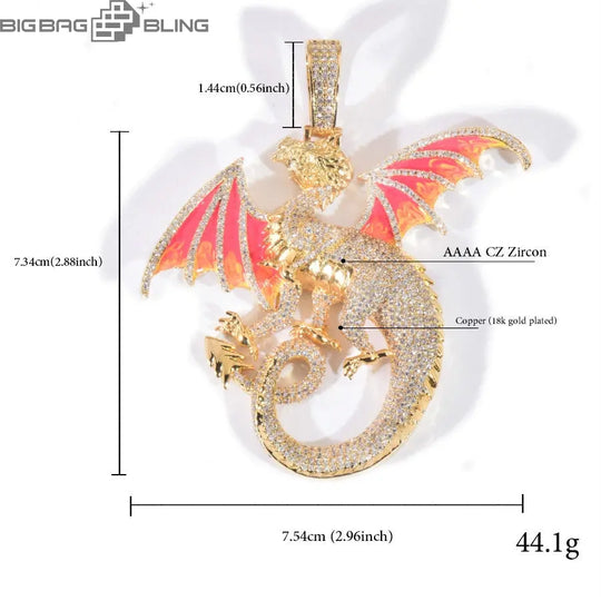 Iced Out Dragon Pendant BigBagBling