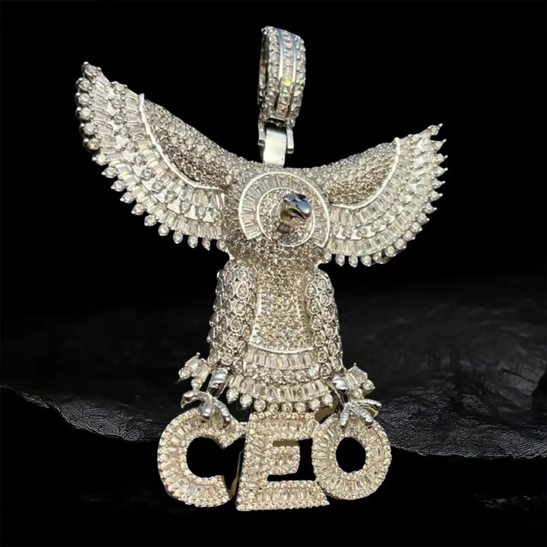 Iced Out Eagle letter Pendant BigBagBling