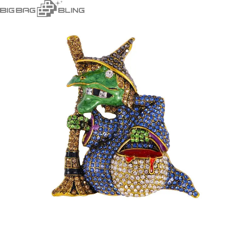 Iced Out Evil Witch Brooch BigBagBling