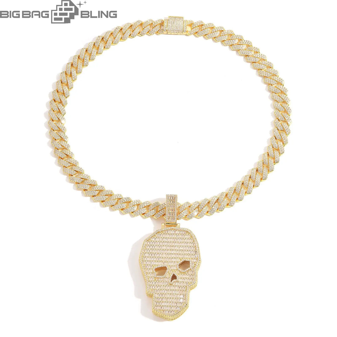 Iced Out Extra-large skull Pendant BigBagBling