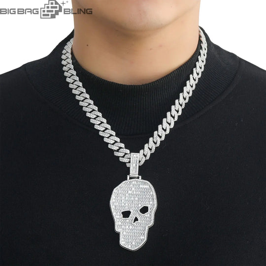 Iced Out Extra-large skull Pendant BigBagBling