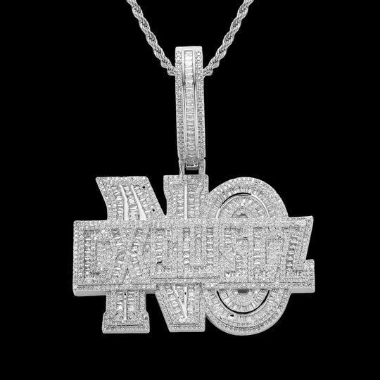 Iced Out Fashion Letters Pendant in White Gold BigBagBling