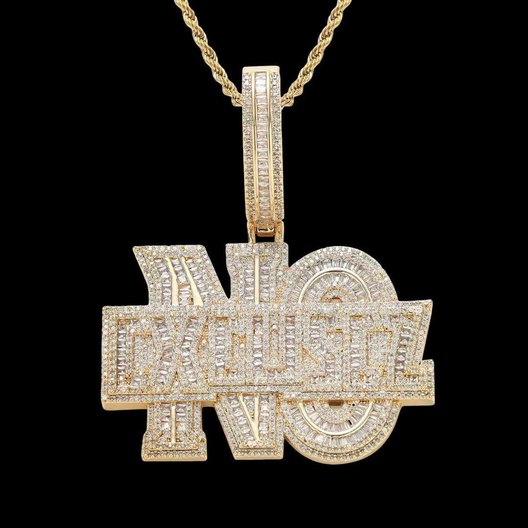 Iced Out Fashion Letters Pendant in White Gold BigBagBling