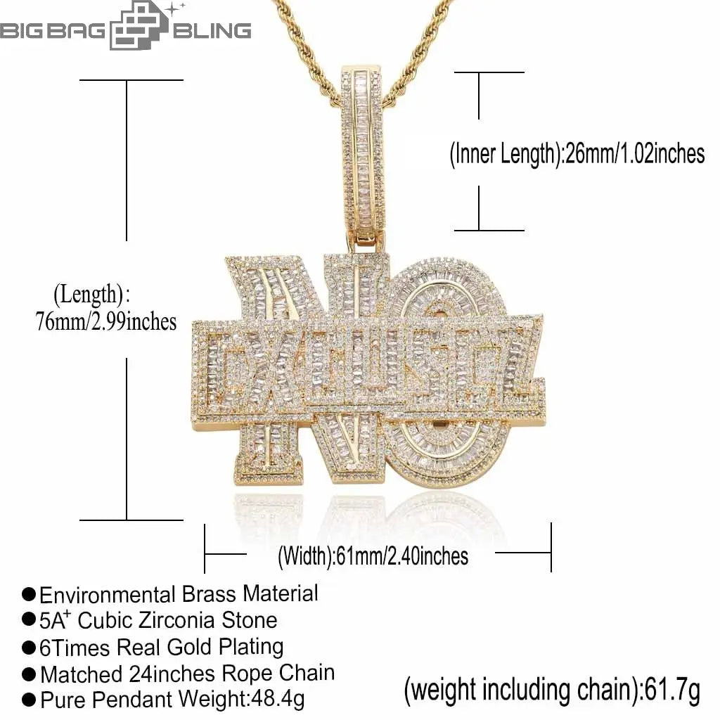 Iced Out Fashion Letters Pendant in White Gold BigBagBling