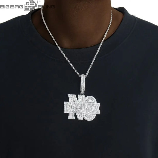 Iced Out Fashion Letters Pendant in White Gold BigBagBling