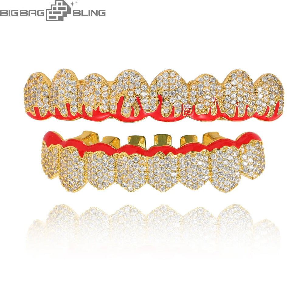 Iced Out Flame braces Grillz BigBagBling